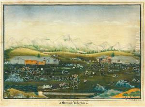 On The Alp, Ober- And Niederstock Oil Painting by Johannes Zulle