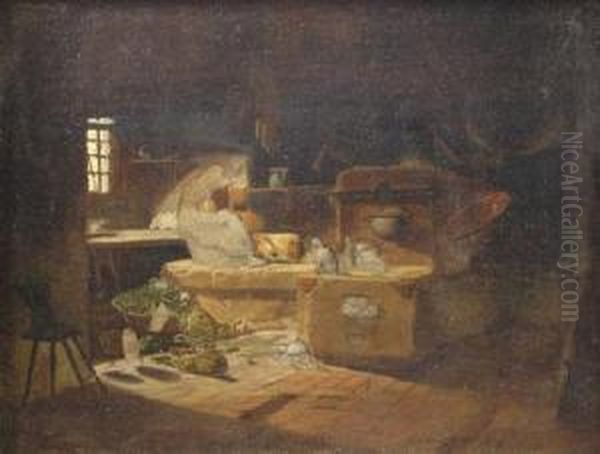 Kitchen From Wallachia Oil Painting by Franz Bohumir Zverina