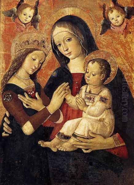 The Mystical Marriage of St Catherine Oil Painting by Bernardino di Betto (Pinturicchio)