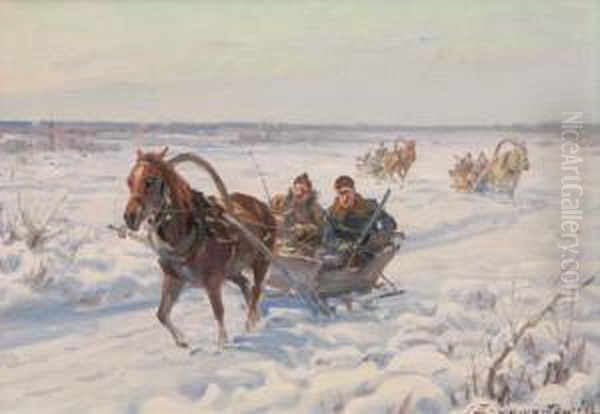 Sladar I Vinterlandskap Oil Painting by Ignacy (Czeslaw Wasilewski) Zygmuntowicz