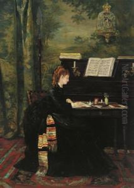 An Elegant Composer Oil Painting by Louise Abbema