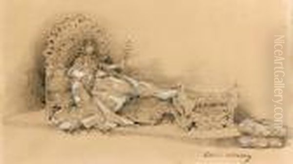 Sarah Bernhardt Dans 'la 
Princesse Lointaine' D'edmond Rostand, Portant Les Bijoux De Lalique Oil Painting by Louise Abbema