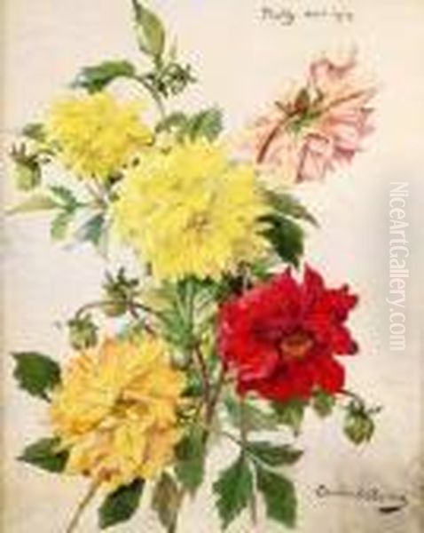 Dahlias, Aout 1914 Oil Painting by Louise Abbema