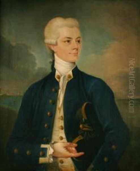 Half Length Portrait Of John 
Constantine Phipps Wearing A Royal Navy Midshipman's Uniform Oil Painting by Lemuel-Francis Abbott