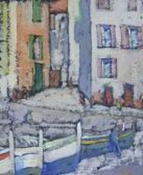 Beached Boats - Cassis Oil Painting by Yarnall Abbott