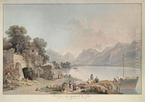 Vue Prise Auxenvirons De La Tour Oil Painting by Johann Ludwig Aberli