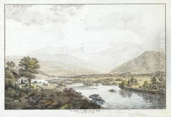 Vue Dessine A Mouri Pres De Berne Oil Painting by Johann Ludwig Aberli