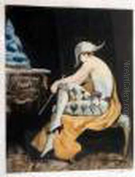 L'arlequin Oil Painting by William Ablett