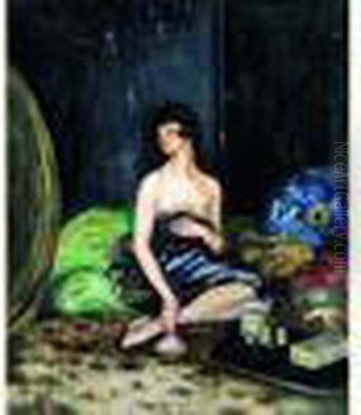 Nu Aux Porcelaines Orientales Oil Painting by William Ablett