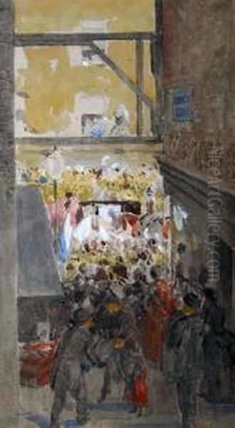 Procession Passing Warwick Court Of Holborn Oil Painting by John Absolon