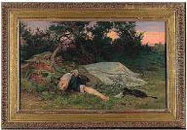 The Love Letter, Signed And 
Dated L.l.: John Absolon 1862, Watercolour, 50 By 80 Cm.; 19n By 31iin Oil Painting by John Absolon