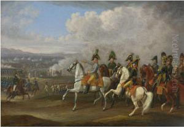 General Von Bellegarde Und Seine
 Offiziere Vor Einer Schlacht,1815 (general Von Bellegarde And His 
Officers Observing Abattle) Oil Painting by Adam Albrecht