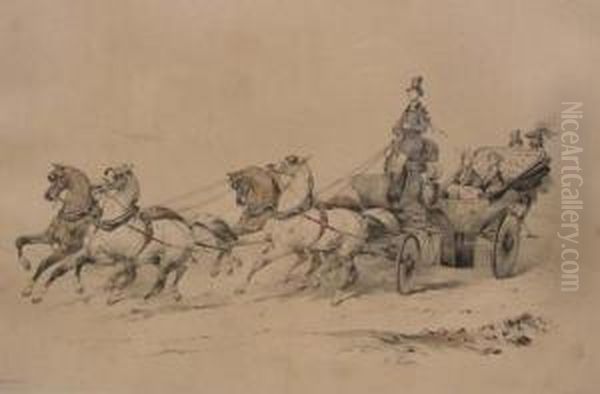 Depart Pour Longchamp Oil Painting by Victor Adam