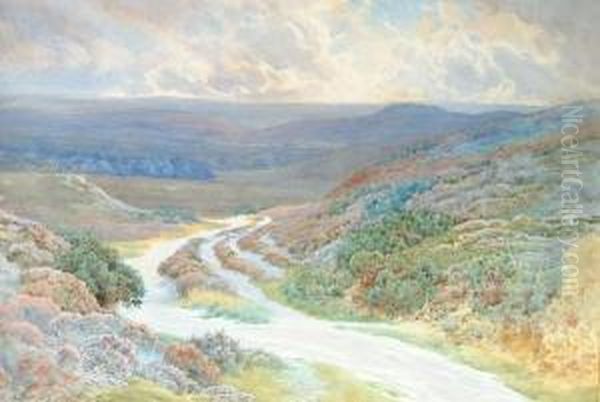 An Open Moorland Landscape 'charles J.adams', (lower Left) Oil Painting by Charles James Adams