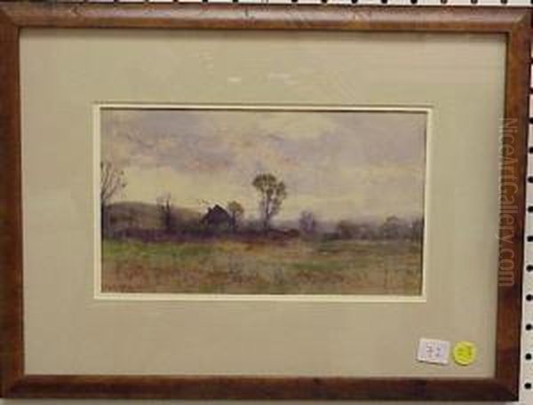 Landscape With Grey Sky And 
Cottage Oil Painting by Charles Partridge Adams