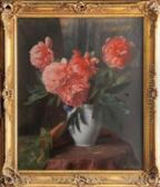 Bouquet De Pivoines Oil Painting by Jean-Charles Cazin