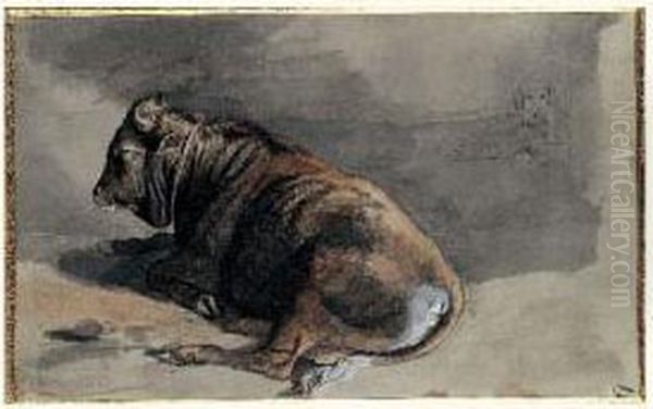 Etude De Taureau Et Chien Oil Painting by Jacques Laurent Agasse