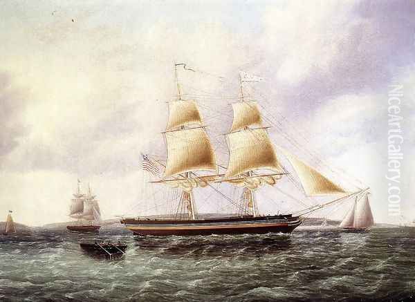 American Brig off New York Oil Painting by James E. Buttersworth