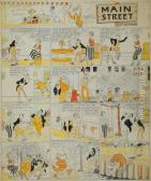 Van Der Gilt Pays A Visit, Only To Get Drenched By The Sprinkler. Oil Painting by Romeo Charles Aglietti