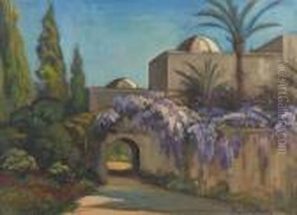 Strasse Mit Befestigungsmauer In Nordafrika. Oil Painting by Romeo Charles Aglietti