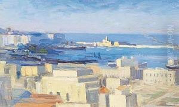 Le Port D'alger. Oil Painting by Romeo Charles Aglietti