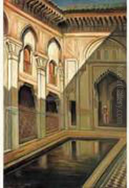 Medersa Attarin A Fez Oil Painting by Romeo Charles Aglietti