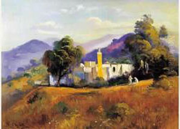 Village Kabyle Oil Painting by Romeo Charles Aglietti