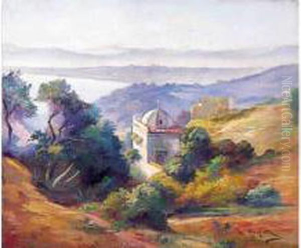 Ecole Italienne Koubba Sur Les Hauteurs D'alger Oil Painting by Romeo Charles Aglietti