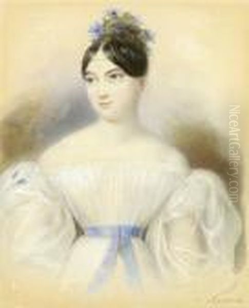 Bildnis Einer Jungen
 Dame. Oil Painting by Carl Josef Alois Agricola