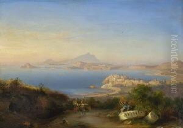 Blick Auf Die Halbinsel Procida Im
 Golf Von Neapel. Oil Painting by Eduard Agricola