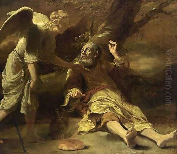Elijah Fed by an Angel 1660-63 Oil Painting by Ferdinand Bol