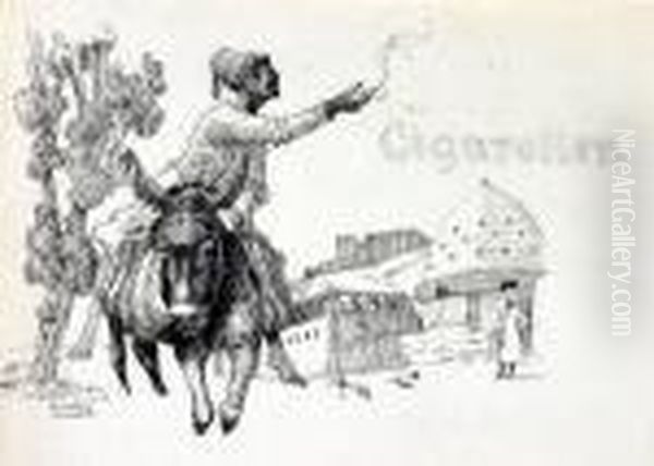 Entwurf Fur Zigarettenwerbung Oil Painting by Richard Aigner