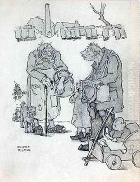 Vorstadtszene Oil Painting by Richard Aigner