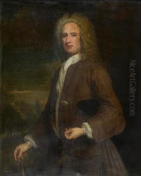 Three-quarter Length Portrait Of
 A Gentleman,reputed To Be John Campbell, 1st Cashier Of The Royal Bank 
Ofscotland Oil Painting by William Aikman