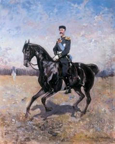 Portret Konny Wielkiego Ksiecia 
Mikolaja Mikolajewicza Romanowa, Generala Adiutanta Cesarza Rosji 
Mikolaja Ii Romanowa, 1902 R. Oil Painting by Thaddaus von Ajdukiewicz
