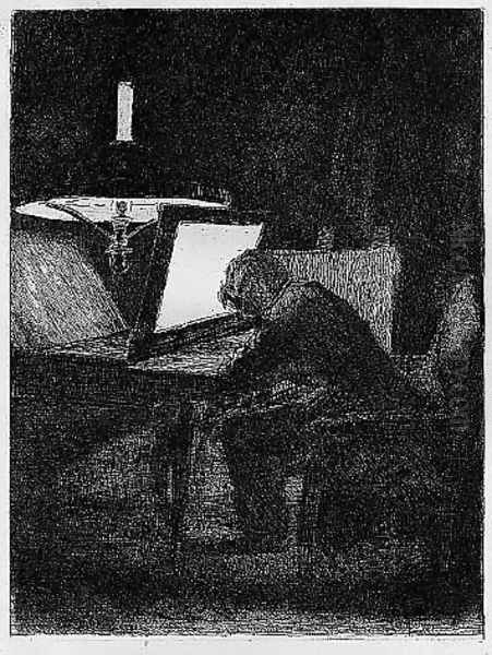 Le Graveur 1861 Oil Painting by Francois Bonvin