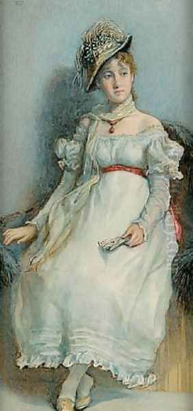 Anticipation Oil Painting by Auguste Jules Bouvier, N.W.S.