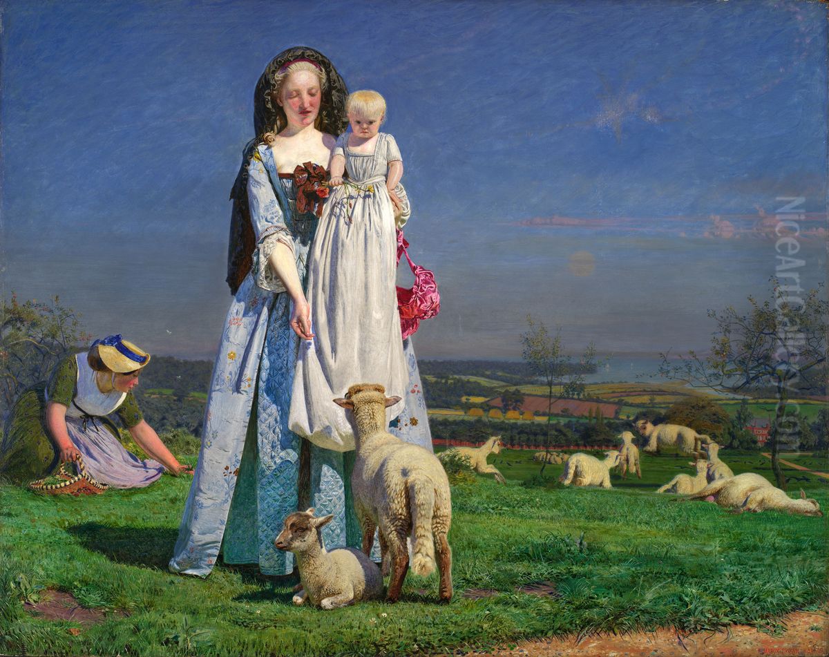 The Pretty Baa-Lambs Oil Painting by Ford Madox Brown
