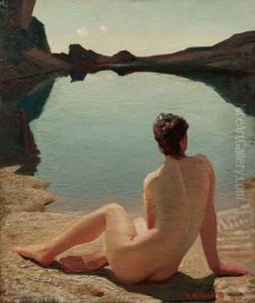 Nuda Al Sole Oil Painting by Oreste Albertini