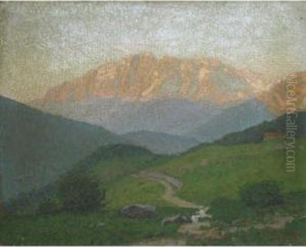 La Concarena - Val Camonica Oil Painting by Oreste Albertini