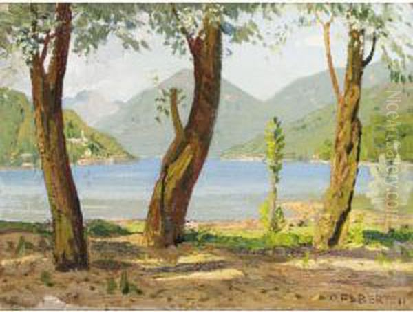 Porto Ceresio Oil Painting by Oreste Albertini