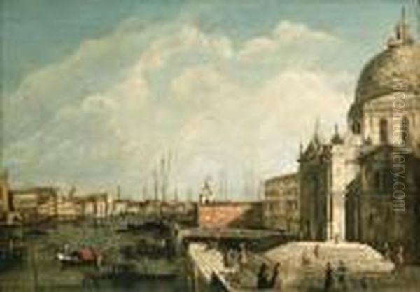 Santa Maria Della Salute, 
Venice, With The Entrance To The Grandcanal And The Bacino Beyond Oil Painting by Francesco Albotto