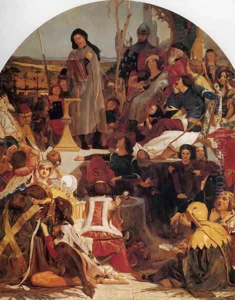 Chaucer at the Court of Edward III 2 Oil Painting by Ford Madox Brown