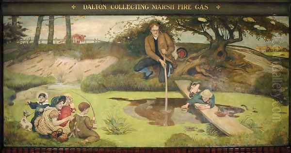 Dalton collecting Marsh-Fire Gas Oil Painting by Ford Madox Brown