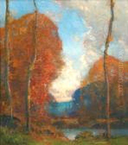 Autumn Landscape Oil Painting by George Ames Aldrich