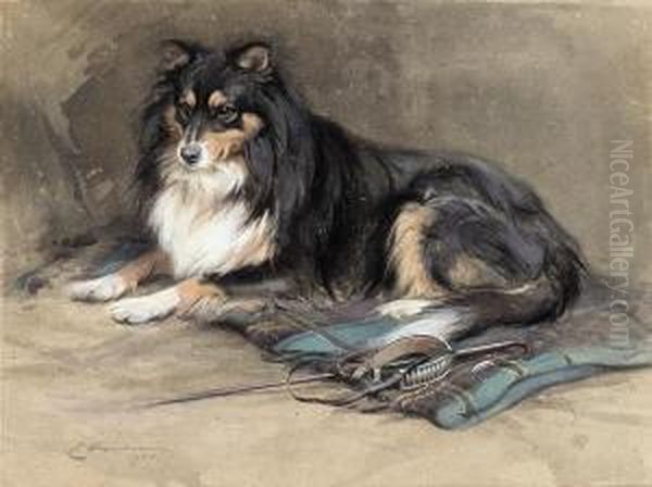 A Collie Oil Painting by Edwin Alexander