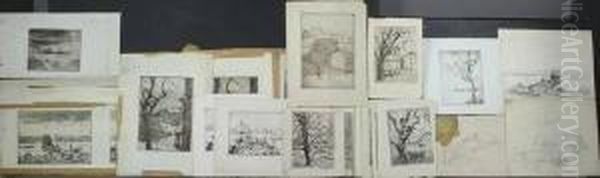 School, Early 20th Century, A 
Group Of 25 Etchings And Three Pencil Drawings, Presumably By The 
American Artist Hope Smith , Various Sizes With Most In Good Condition.
 Unframed. Provenance Oil Painting by Alessandro Algardi
