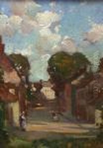 A Street Scene Oil Painting by David Alison