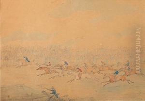 A Steeplechase Oil Painting by Henry Jr Alken
