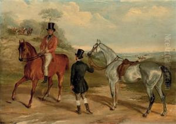 Across The Fields; And A New Hunter Oil Painting by Henry Jr Alken